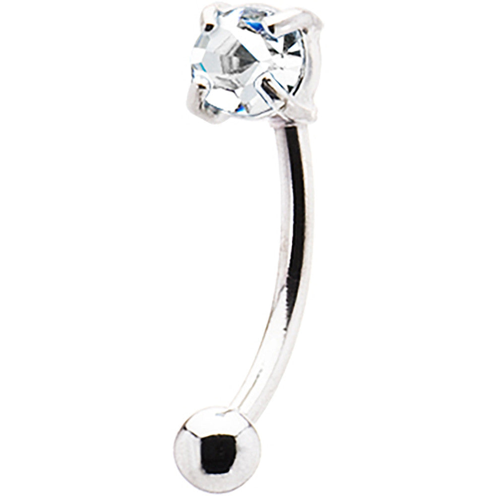 Silver 925 Clear Crystal Eyebrow Ring