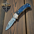 Handmade Damascus Pocket Knife – Pakka Wood Handle Back Lock