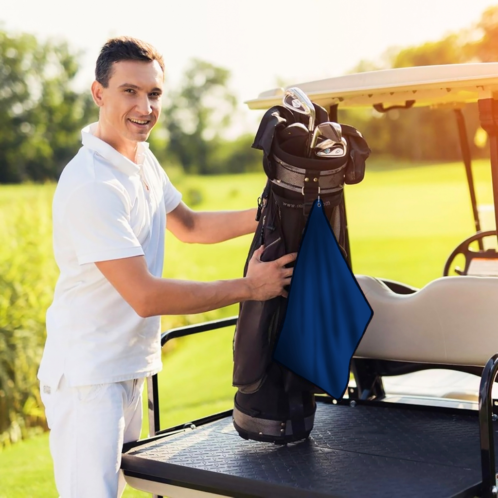 Small Microfiber Waffle Golf Towel: Corner Grommet & Hook Pack of 3
