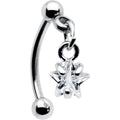 Top Down Clear Gem Dangle Star Eyebrow Ring