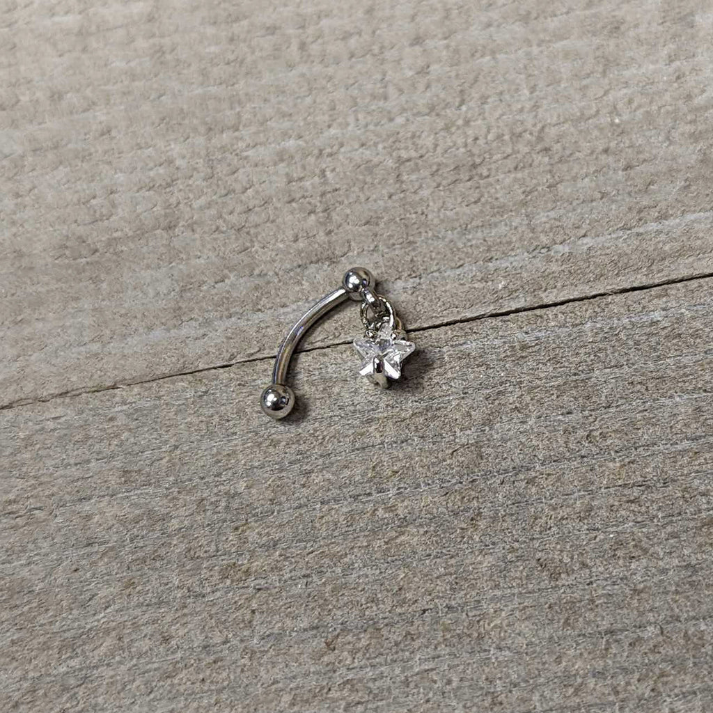 Top Down Clear Gem Dangle Star Eyebrow Ring