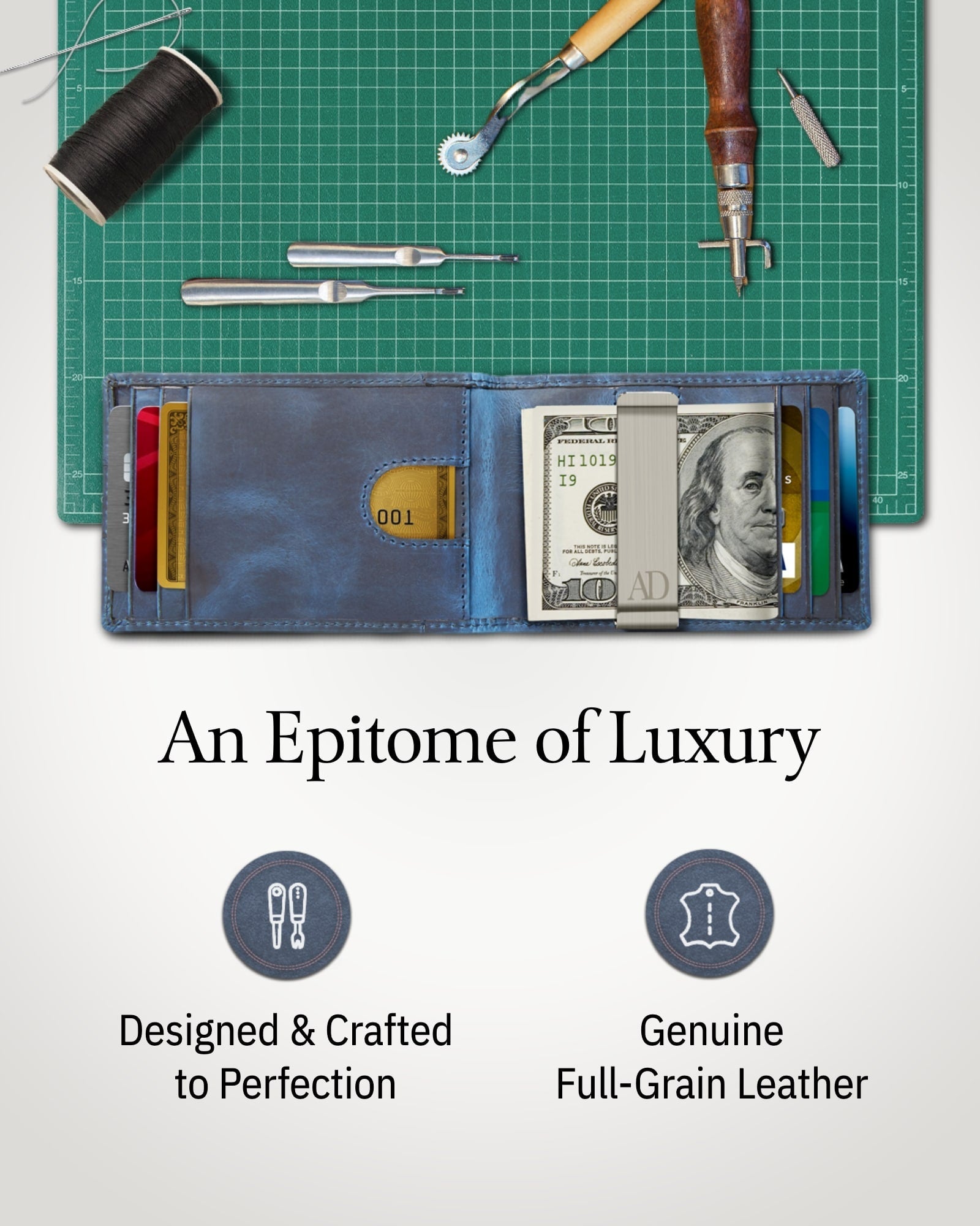Slim Money Clip Bifold Wallet