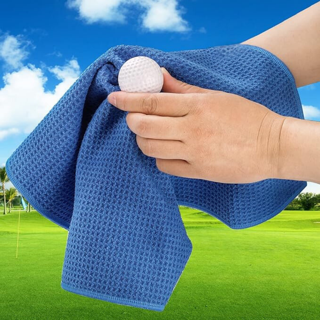 Medium Microfiber Waffle Golf Towel: Black Trimmed Pack of 3