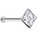 Sterling Silver 2mm Square Nose Bone Created with Crystals