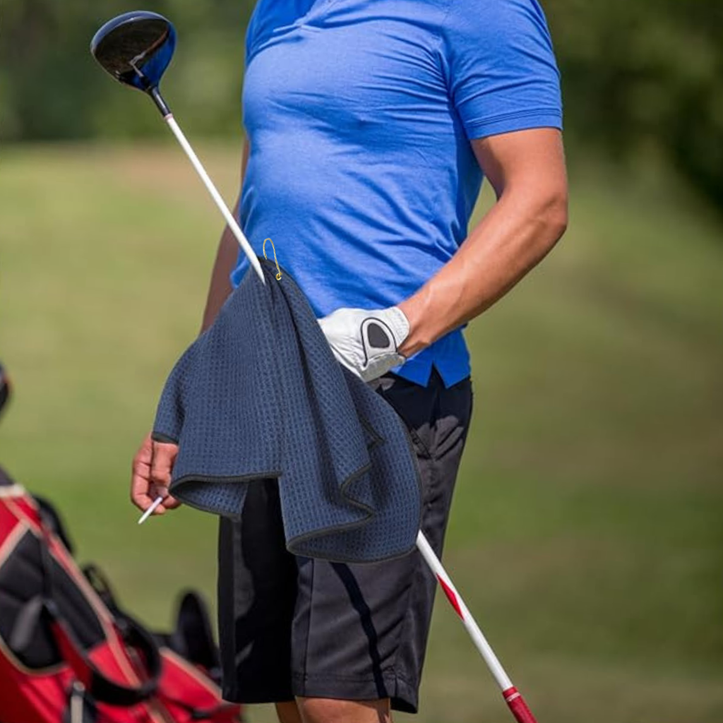 Large Microfiber Waffle Golf Towel: Center Grommet & Hook
