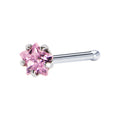 20G Pink Star Cubic Zirconia Nose Bone