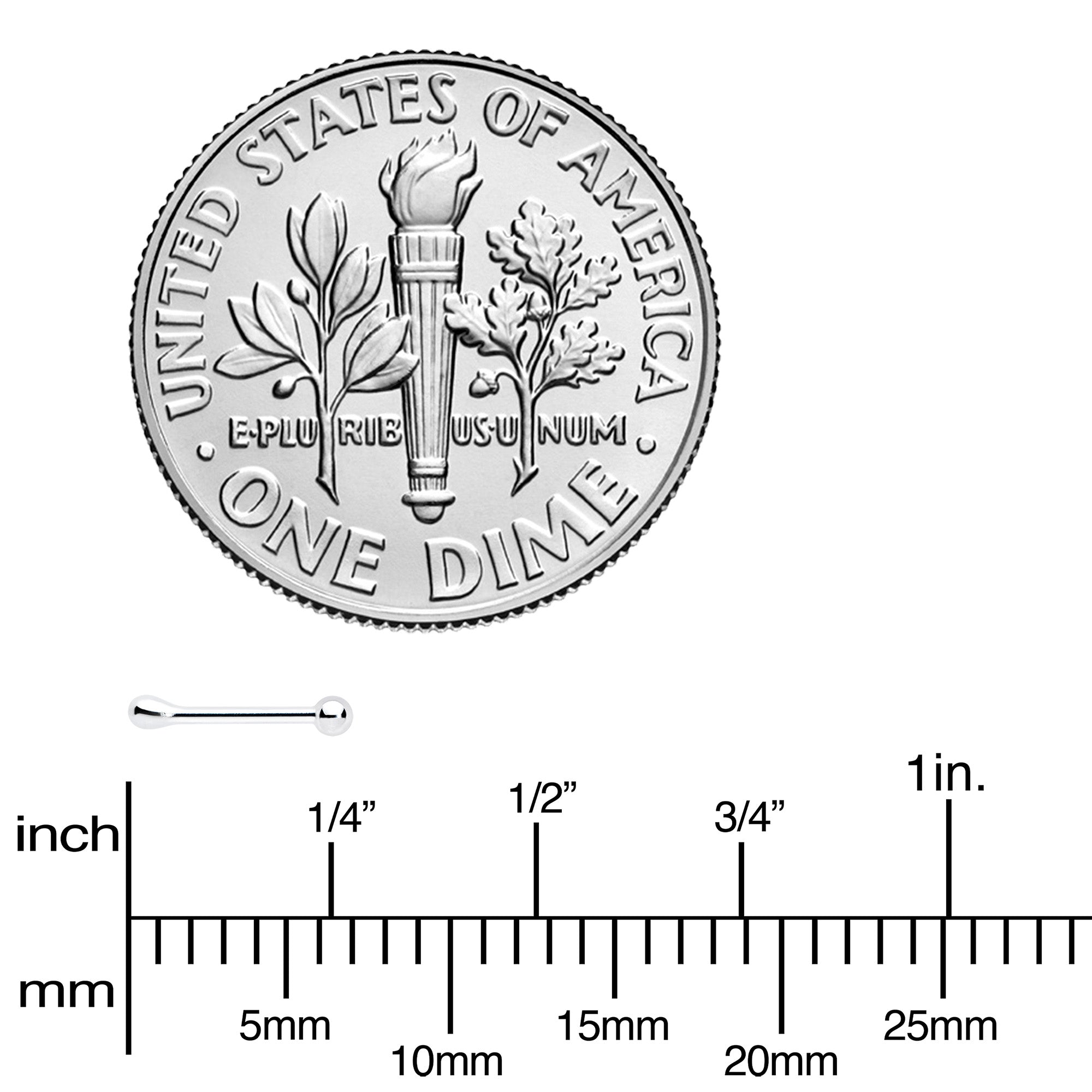 Sterling Silver 1.3mm Ball  Nose Bone