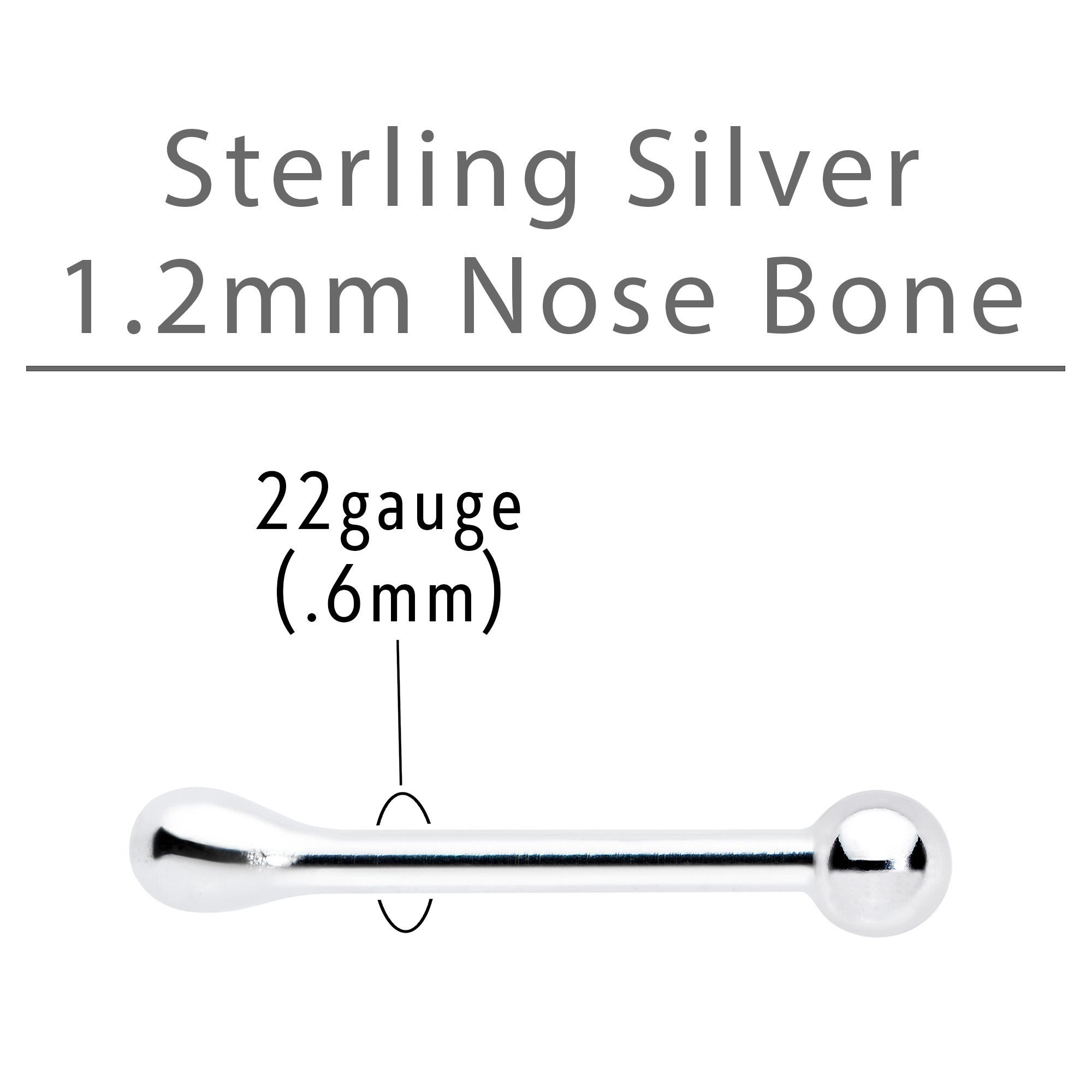 Sterling Silver 1.3mm Ball  Nose Bone