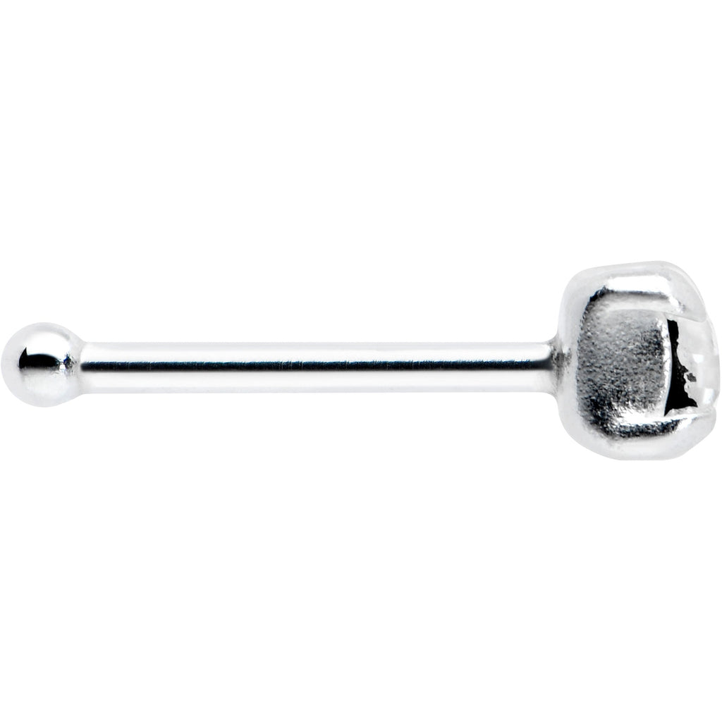 Sterling Silver 2mm Clear Nose Bone Created with Crystals