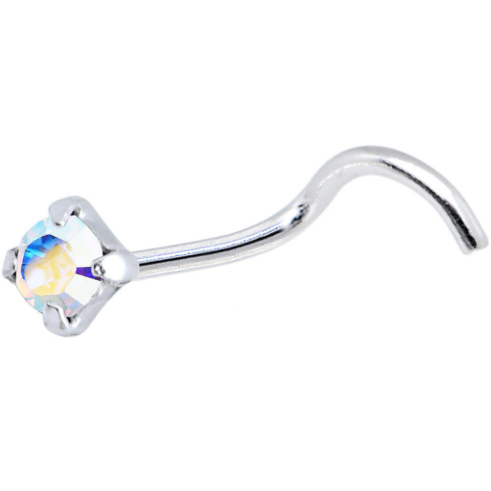 Sterling Silver 3mm Aurora Nose Ring Created with Crystals