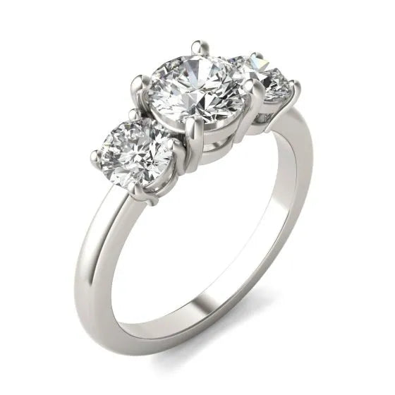 3 CTW AGI Certified Lab Grown Diamond (G-VS) Three Stone Engagement Ring in of 14K Gold