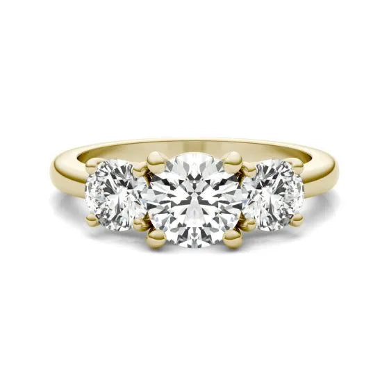 3 CTW AGI Certified Lab Grown Diamond (G-VS) Three Stone Engagement Ring in of 14K Gold