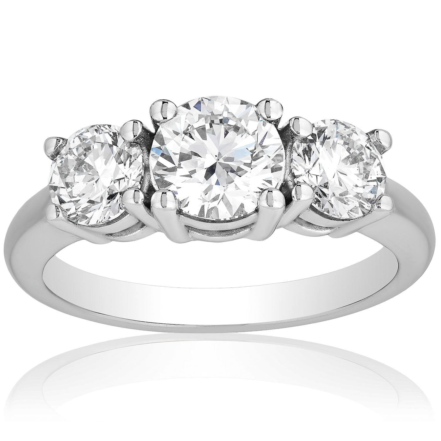 3 CTW AGI Certified Lab Grown Diamond (G-VS) Three Stone Engagement Ring in of 14K Gold