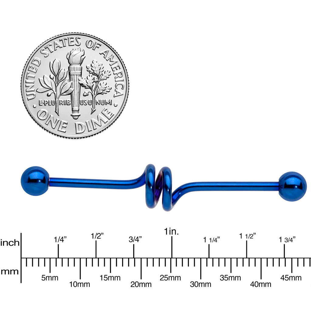 Spiral Blue Anodized Titanium Industrial Project Bar 40mm