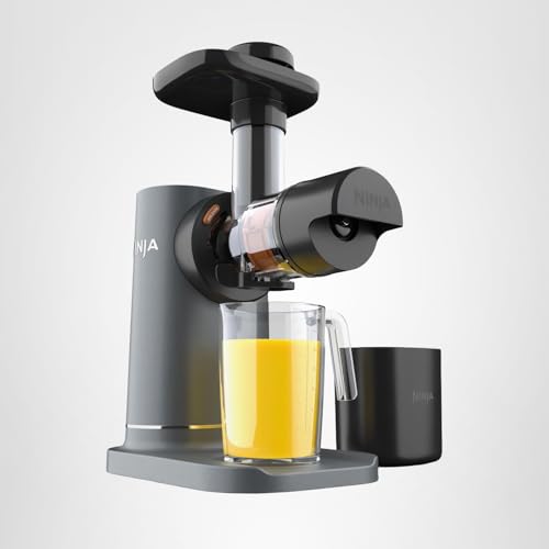 Ninja NeverClog Cold Press Juicer | Powerful Electric Slow Masticating Juicer with Pulp Control | XL Capacity | 24 oz. Juice Jug & 36 oz. Pulp Container | Dishwasher Safe | Charcoal | 150W | JC151