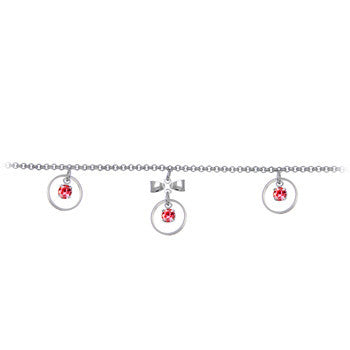 Pink Gem Circular Drop Bow Belly Chain