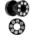4G Black Anodized Clear Gem Go Glam Screw Fit Tunnel Plug Set