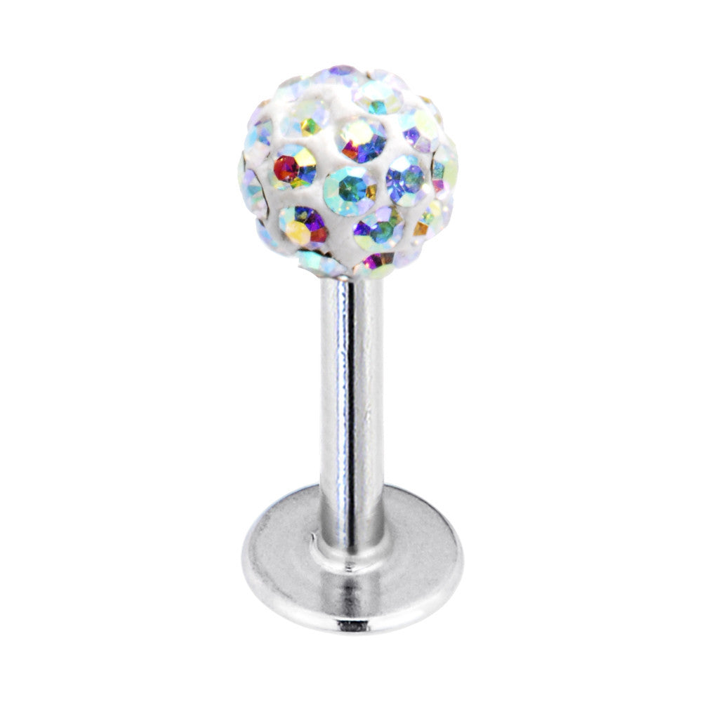 16G Aurora Ferido Ball Labret Created with Crystals