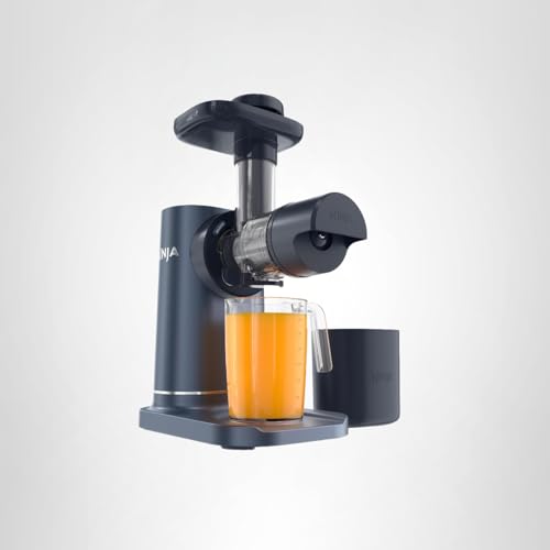 Ninja NeverClog Cold Press Juicer | Powerful Electric Slow Masticating Juicer with Pulp Control | XL Capacity | 24 oz. Juice Jug & 36 oz. Pulp Container | Dishwasher Safe | Charcoal | 150W | JC151