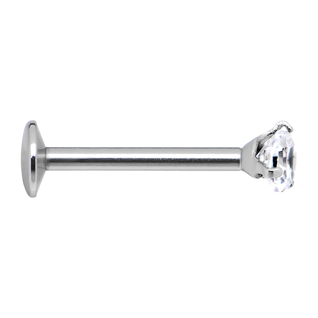 16G Clear 2mm Gem Internally Threaded Labret Monroe Tragus