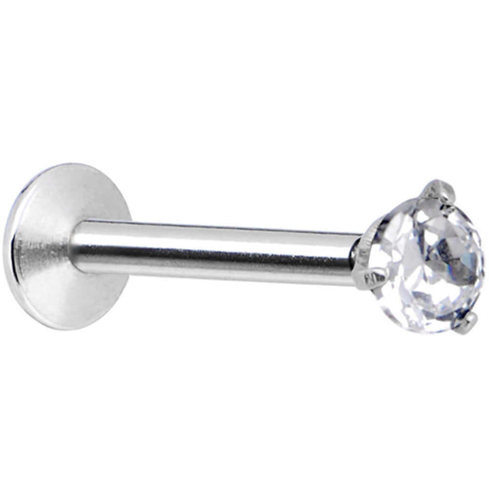 16G Clear 2mm Gem Internally Threaded Labret Monroe Tragus