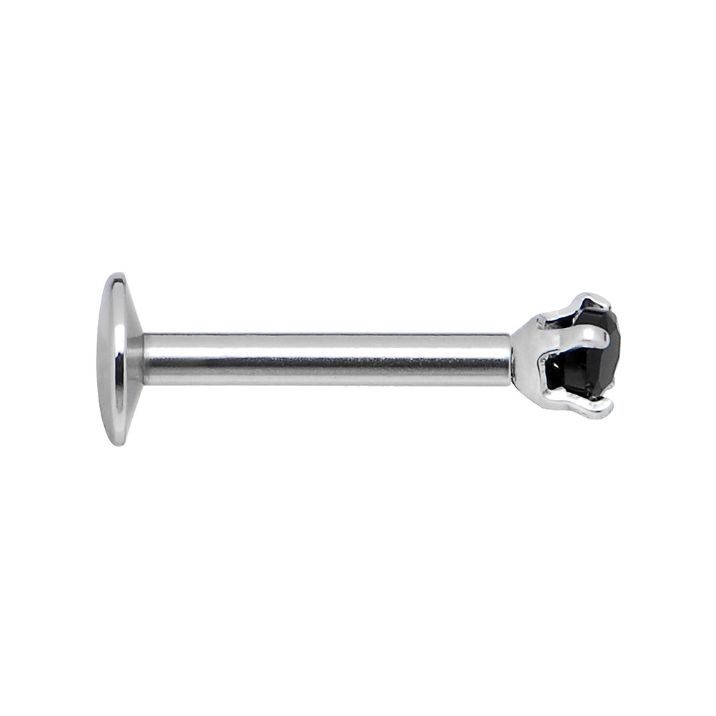 16G Black 2mm Gem Internally Threaded Labret Monroe Tragus