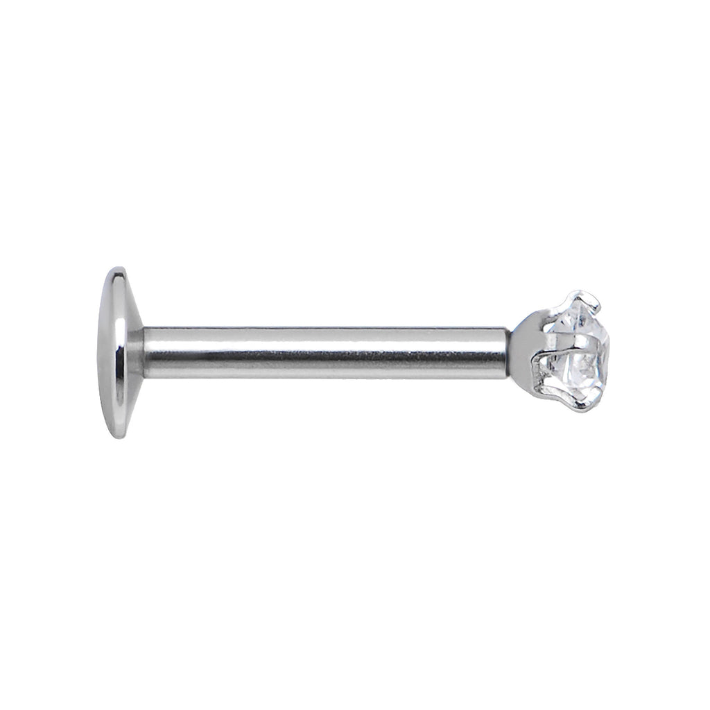 16G Clear 3mm Square Gem Internally Threaded Labret Monroe Tragus