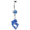 Dark Blue Dolphin Dancing Belly Ring