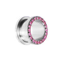 9/16 Stainless Steel Pink Gem Screw Fit Tunnel