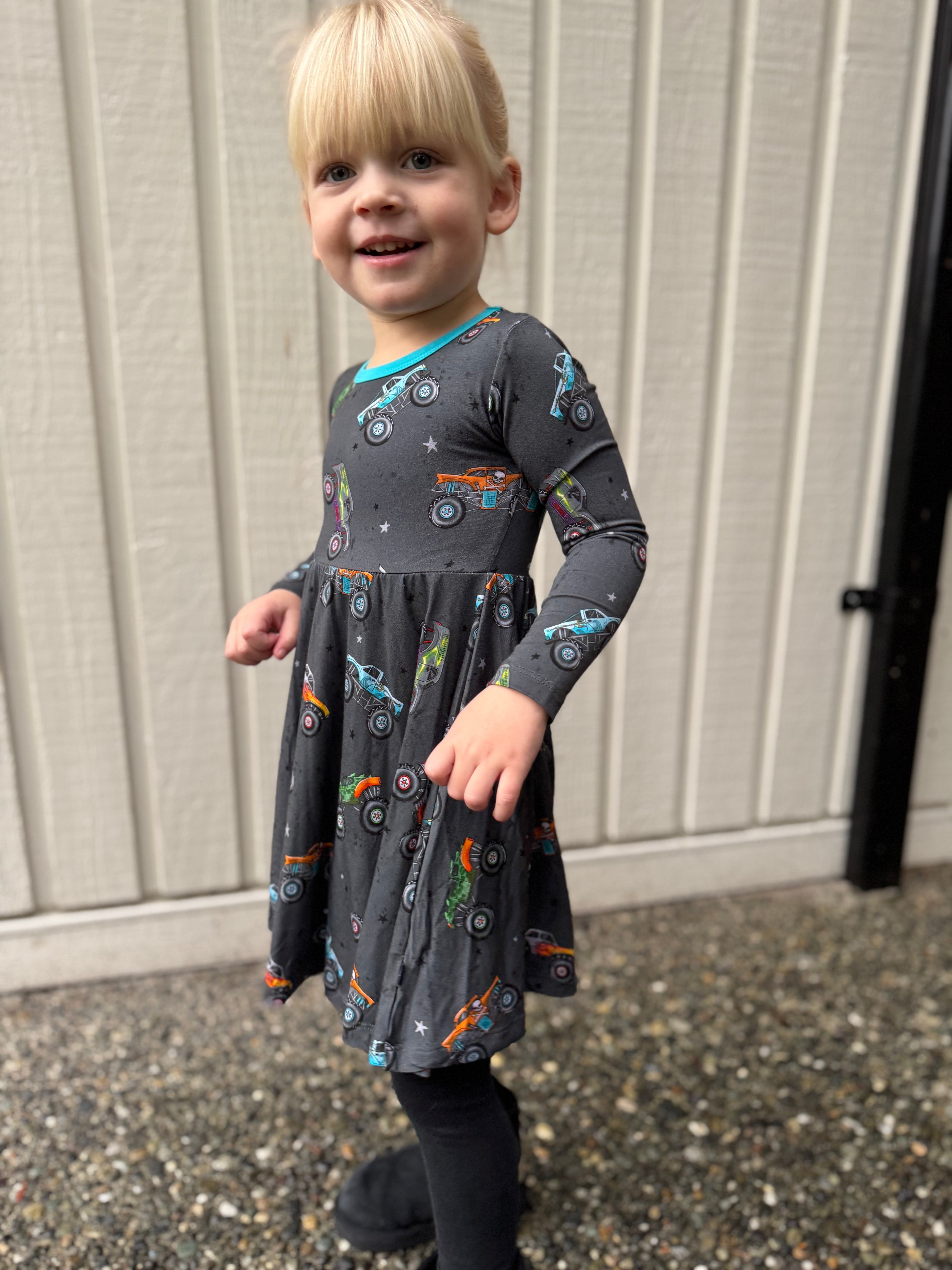 Big Wheelin: Long Sleeve Skater Dress