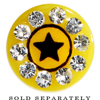 Yellow Acrylic Jeweled Star Cheater Plug