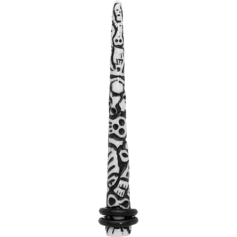 2G Black White Resin Native Skull Taper
