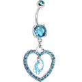Zircon Blue Gem Kitty Cat Love Heart Belly Ring