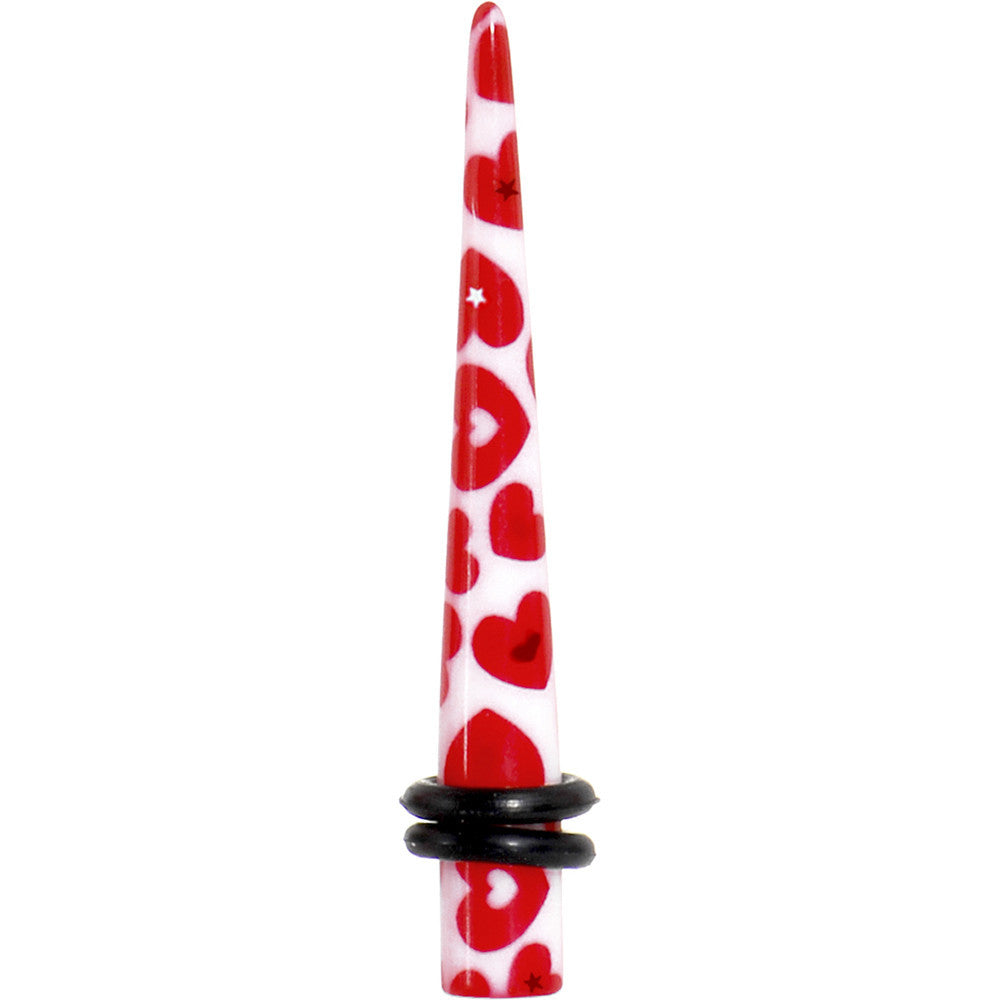 4G Lovely Red Heart Acrylic Ear Taper