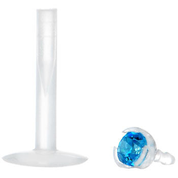 Bio-Flex 2mm Aqua Gem Push-In Labret Monroe Tragus