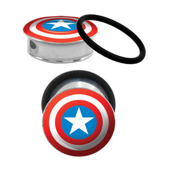 7/16 Captain America Steel Tunnel Plugs Set