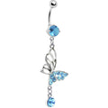 Aqua Gem Double-Take Butterfly Belly Ring