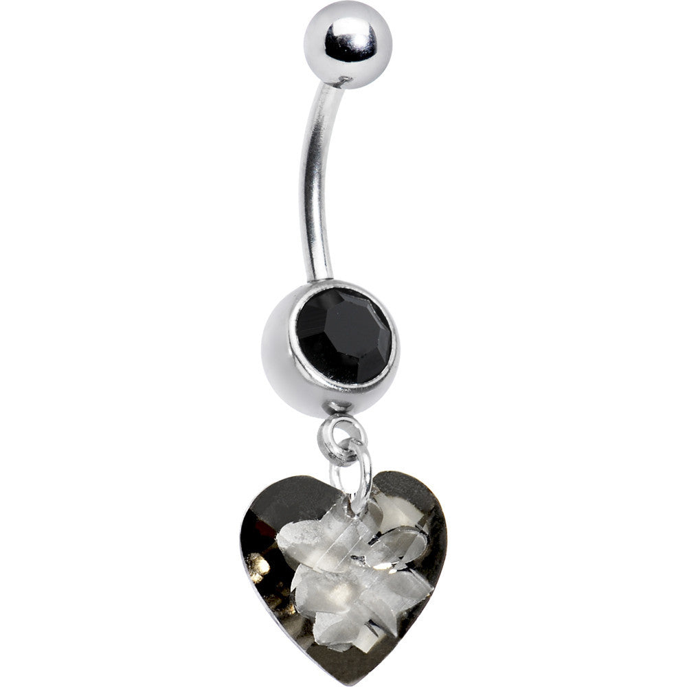 Jet Gem Classic Romance Heart Belly Ring