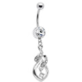 Crystalline Gem Distinctive Teardrop Belly Ring