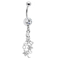 Crystalline Gem Dramatic Floral Drop Belly Ring