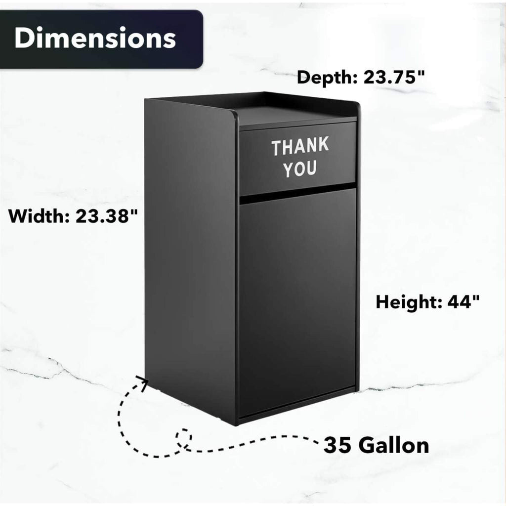 35-Gallon Wood Trash Can With Swing Door & Tray Shelf [No Trash Bin] (SAK62940)