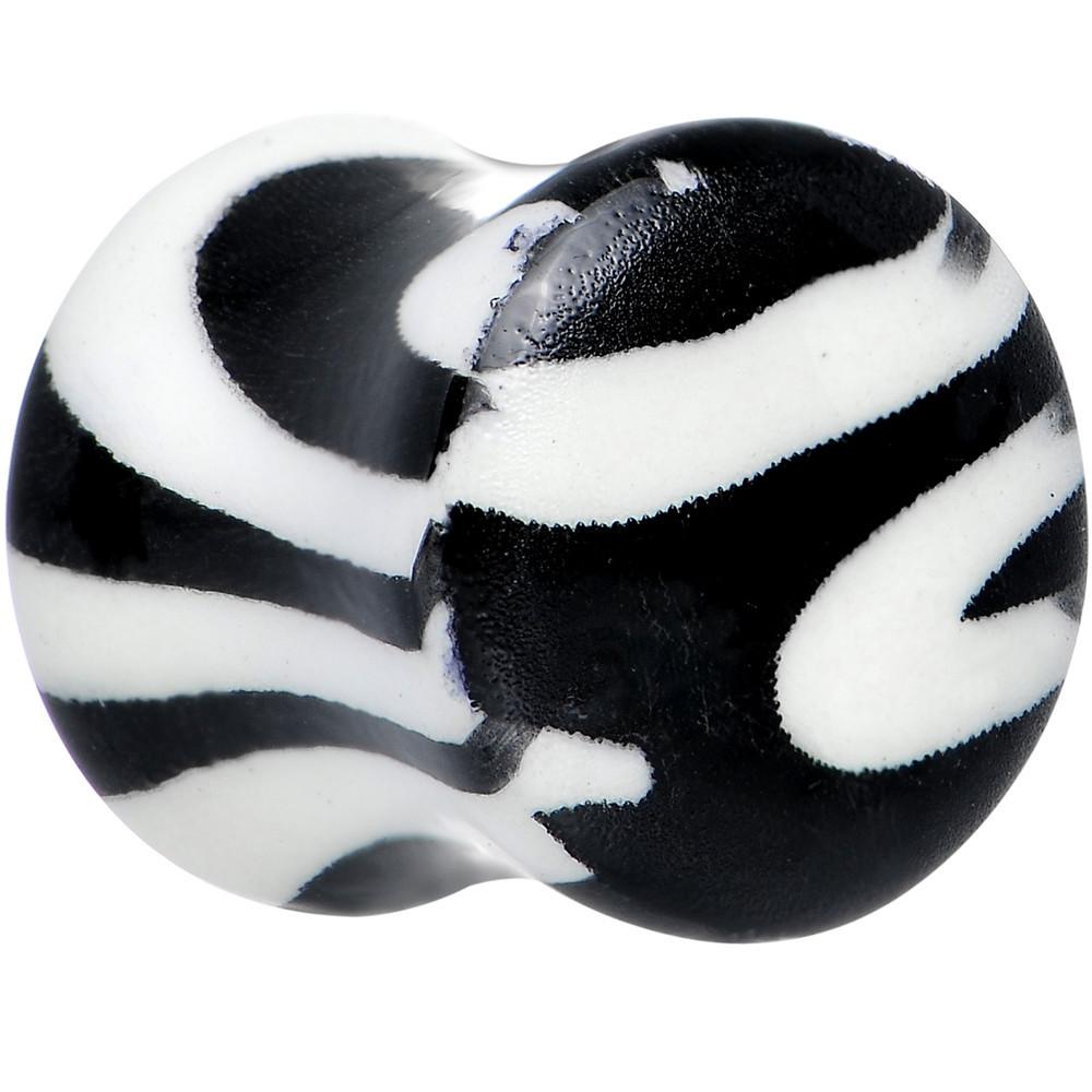 Zebra Print Glow in the Dark Saddle Plug 2G to 1 Inch