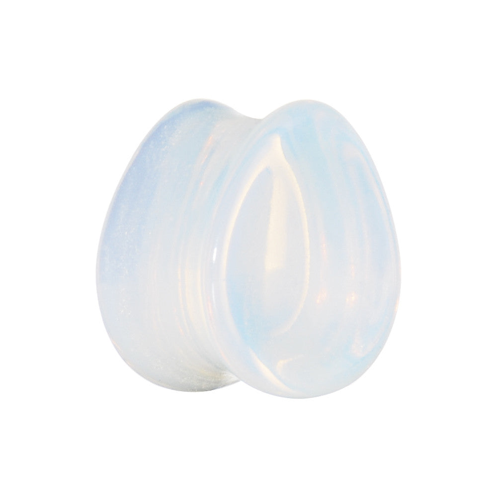 9/16 Concave Pear Moonstone Natural  Stone Plug