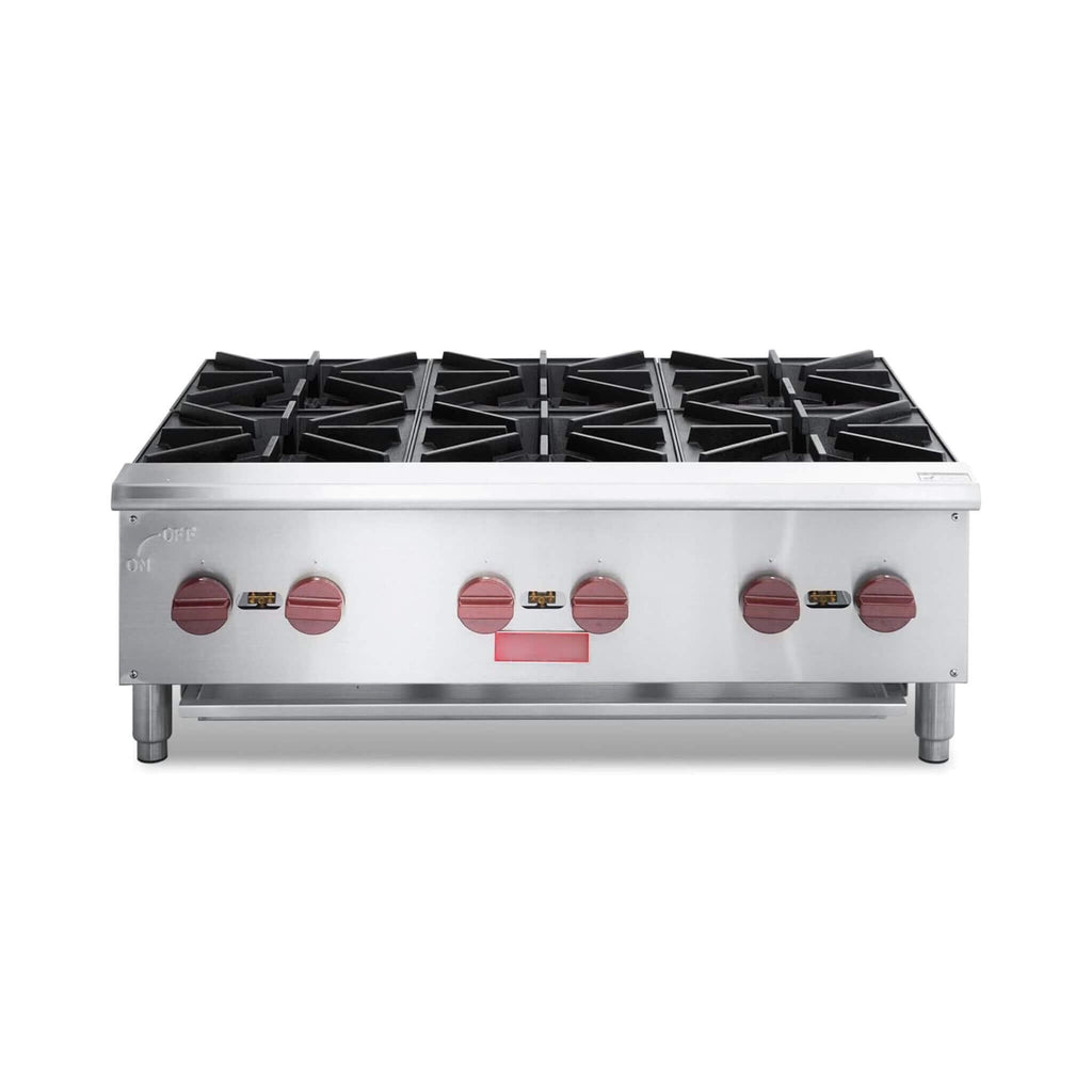 Heavy-Duty 36-Inch Commercial 150K BTU 6-Burner Stainless Steel Countertop Natural Gas And Propane Range (SAK92640)