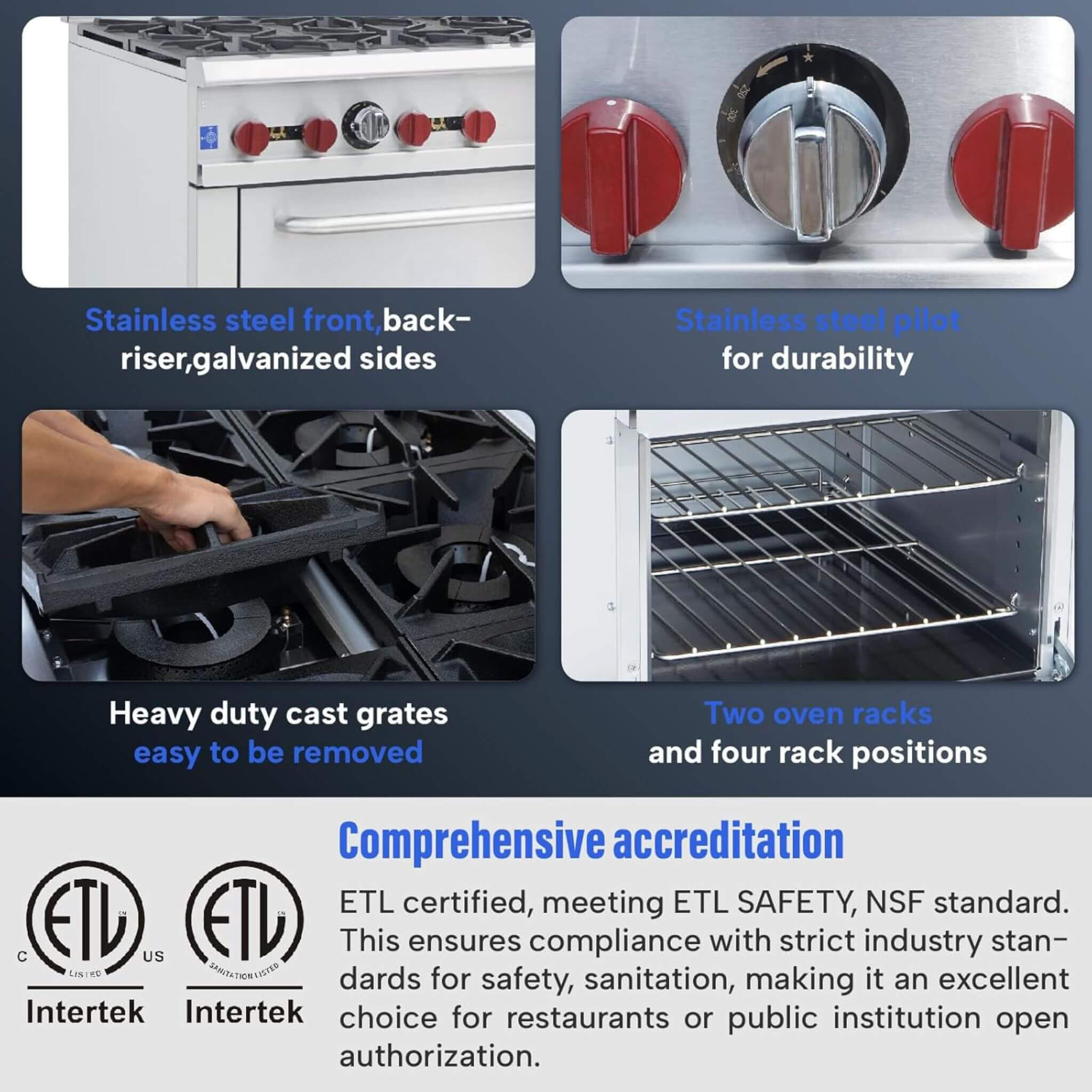 36-Inch Commercial 210K BTU 6-Burner Stainless Steel Freestanding Gas Range (SAK85603)