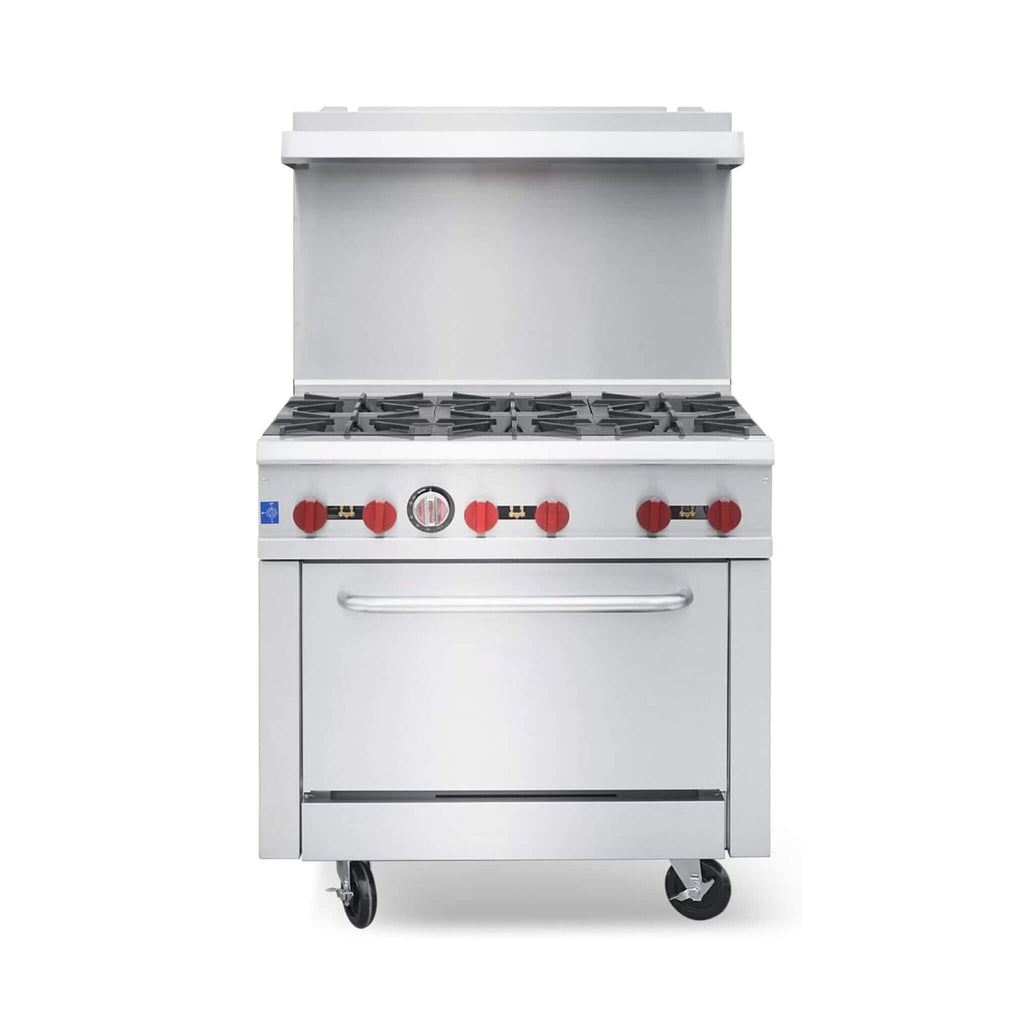 36-Inch Commercial 210K BTU 6-Burner Stainless Steel Freestanding Gas Range (SAK85603)