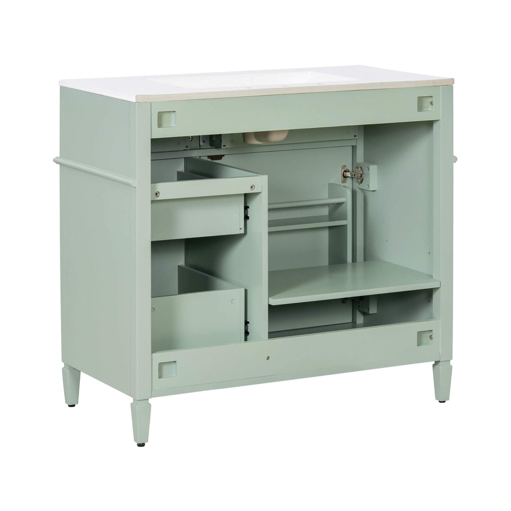 Nuvia 36-Inch Freestanding Bathroom Vanity With Ceramic Sink And Storage Cabinets [Faucet Not Included] (SAK41792)