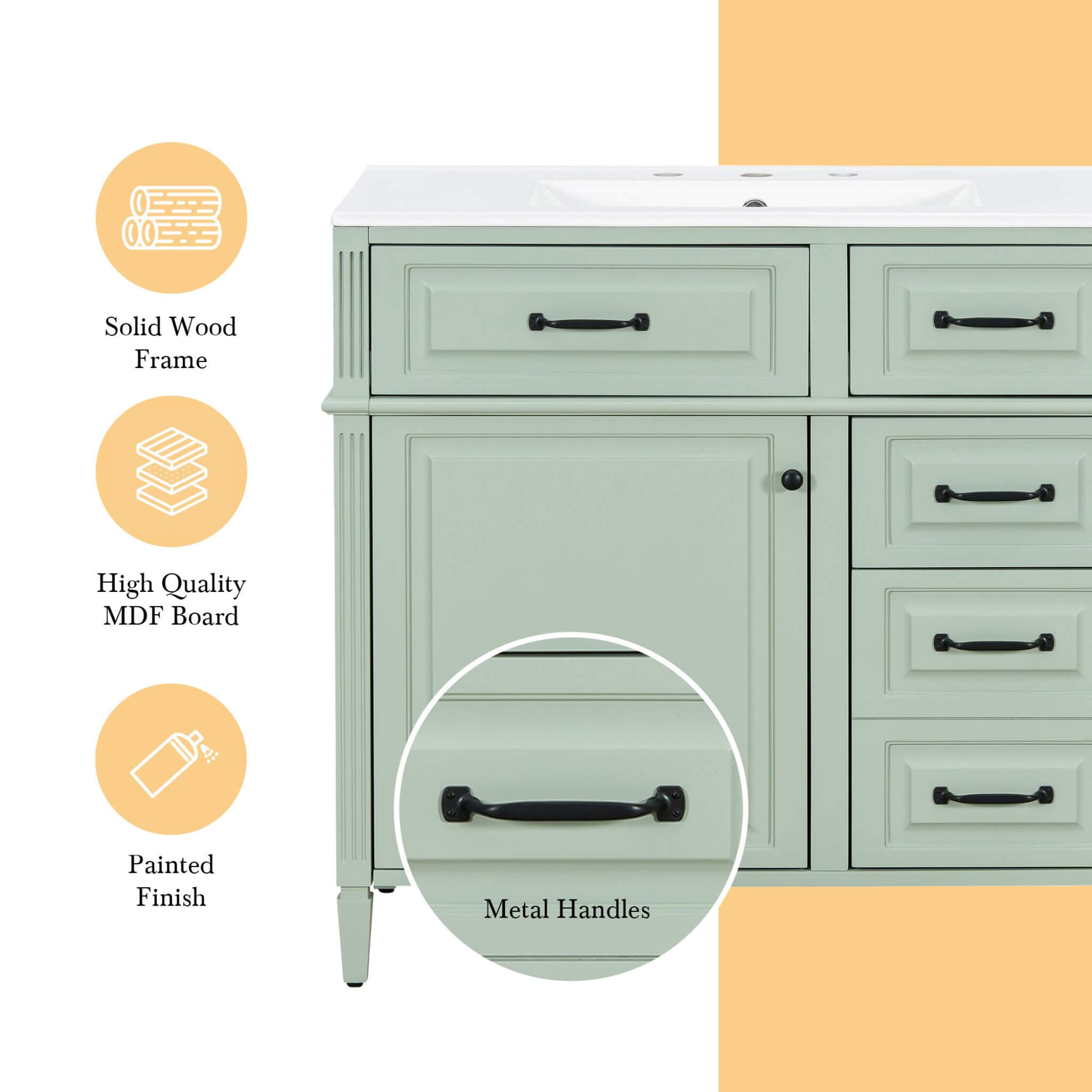 Nuvia 36-Inch Freestanding Bathroom Vanity With Ceramic Sink And Storage Cabinets [Faucet Not Included] (SAK41792)