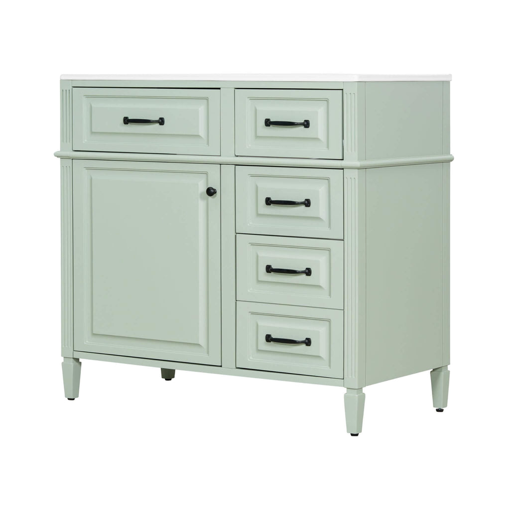 Nuvia 36-Inch Freestanding Bathroom Vanity With Ceramic Sink And Storage Cabinets [Faucet Not Included] (SAK41792)