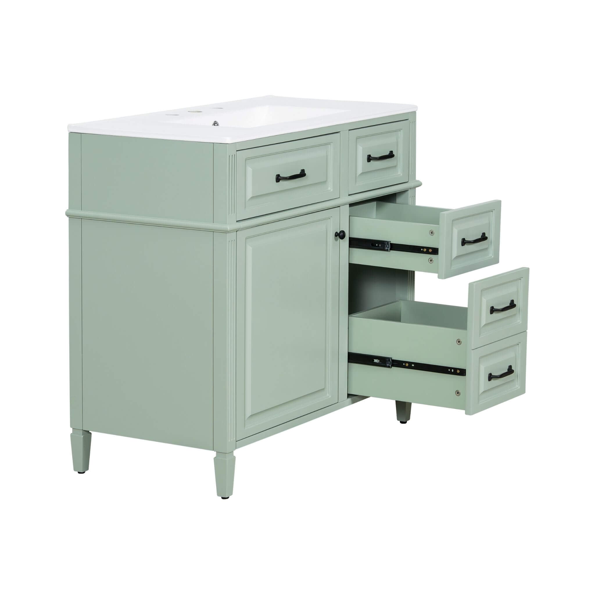 Nuvia 36-Inch Freestanding Bathroom Vanity With Ceramic Sink And Storage Cabinets [Faucet Not Included] (SAK41792)